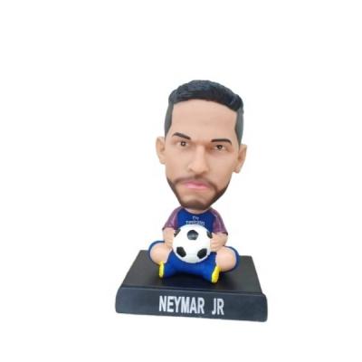 China Europe Custom Resin Bobbleheads Figures Personalized Soccer Player NEYMAR JR Soccer Star Shake Head For Car Dashboard Adult for sale