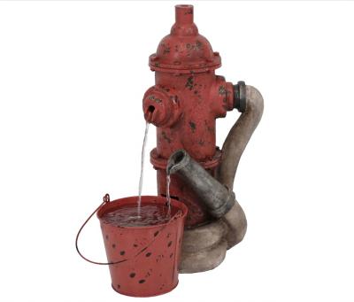 China Europe Fire Hydrant Water Fountain with Bucket, Outdoor Garden Waterfall Feature, 28-Inch Tall for sale