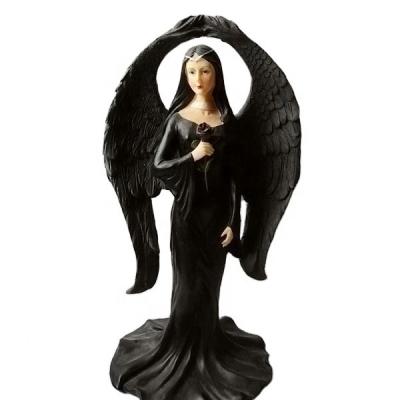 China Custom Resin Europe Angel Statue Wholesale Black Life Size Figurine For Outdoor Indoor Garden Decoration for sale