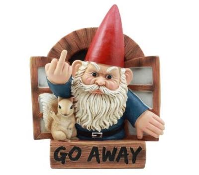 China Custom Europe Go Away Rude Gnome and His Squirrel at Window Flipping Off Guests Wall Decor 9