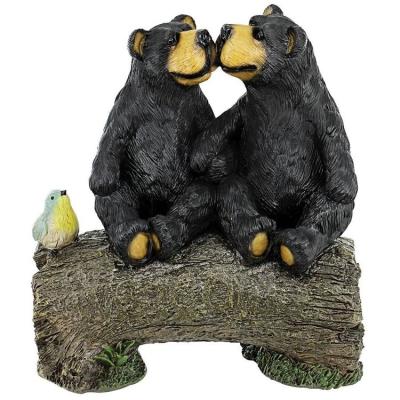 China Black Sitting Europe Resin Statue Black Bear Garden Statue Garden Decoration Sculpture Home Animal Ornament for sale