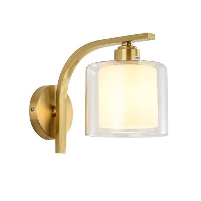 China Modern Hot Selling Indoor Decorative Glass Bedside Wall Light Nordic Color Gold Design Wall Light for sale