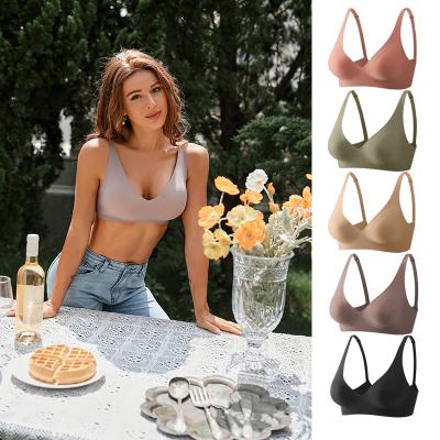 중국 FINETOO Ice Silk Bra Women QUICK DRY Wireless Seamless Plus Size Women Bras Push Up Bra Adjustable Strap Removable Bralette Pad Bralatte 판매용