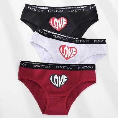 Китай FINETOO Fashion Antibacterial Heart Printing Panties Cotton Underwear Women Soft Briefs Plus Size Girls Briefs Lingerie продается