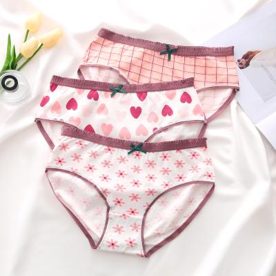 중국 FINETOO Panties Low Waist Antibacterial Women's Panties Printed Cotton Underwear Female Heart Flower Printing 판매용