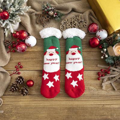 China FINETOOW New QUICK DRY Autumn And Winter Color Cotton Christmas Stocking Big Red Christmas Stocking Cartoon Knit Christmas Socks Handsome for sale