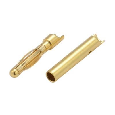 China Custom Electron CNC Machining Parts , Brass Gold Plated 1mm Medical Micro 2mm Mini Banana Plug for sale