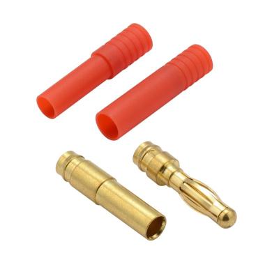 China Hot Selling Red Nylon Sheath Brass Threaded Bullet Connector Model Supply Model Gold Plated 4mm Banana Plug for sale