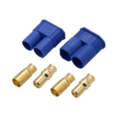 China EC8 Power Connector 24K Golden Bullet 8mm Banana Plug Male Female High Current DC 80A Connector for sale