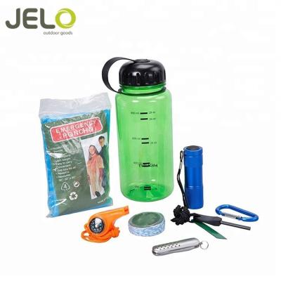 China Survival Kit 8 in1 free walk bottle kit BPA loaded with an awesome amount of basics outdoor bottle survival walk kit for sale