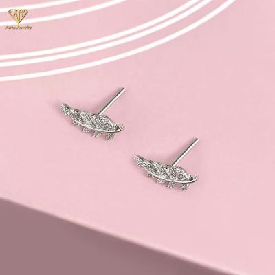 China Romantic Piercing Olive Leaves Stud S925 Sterling Silver Earrings Jewelry Women for sale