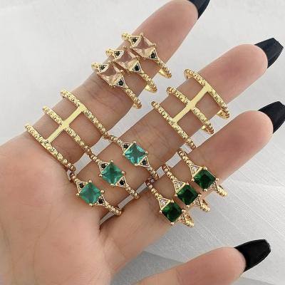 China High Quality Bling Square Diamond Rings Silver Plated Rings Jewelry Women Clear CZ Rings for sale