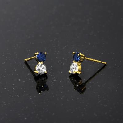 China Tiny Girls Vermeil CZ Diamond Studs Earrings For Cute Gold Plated Zirconia Stud Earrings Romantic Elegant Gold for sale