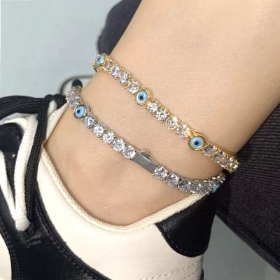 China TRENDY Gold Plated Silver Color Bracelet Anklet Fashion Watches Tennis Anklets For Women for sale