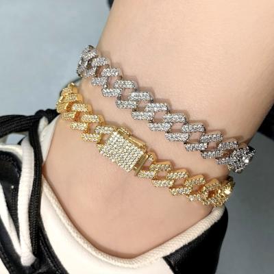 China Hiphop Mens Womens Anklets Foot Jewelry Diamond Link Cuban Anklet for sale