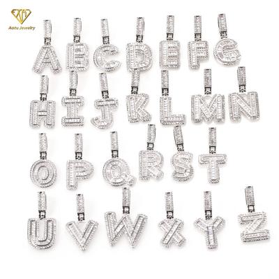 China Fashion DIY 925 AAA Silver ZIRCON Pendant Micro Pave Alphabet Beads 26 Letter Charm Pendant for sale