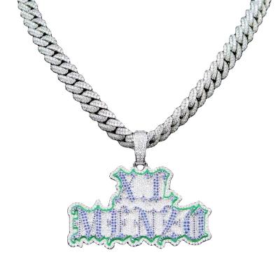 China High Quality Hip Hop Custom Name 925 Silver Real 18k Gold Plated 3d Full Ice Moissanite Emerald Initial Pendant for sale