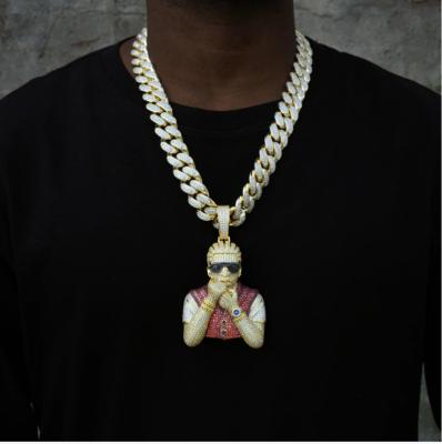 China Hot Sale 3d Hip Hop Singer Party Dazzle Hip Hop Jewelry 18k Fine Polishing Gold Plated Custom Pendant for sale