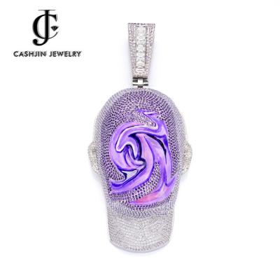 China Custom Fine Polishing Hip Hop Enamel Craft Drip Head Personality Hip Hop Pendant VVS Mossiante Hip Pendant Jewelry for sale