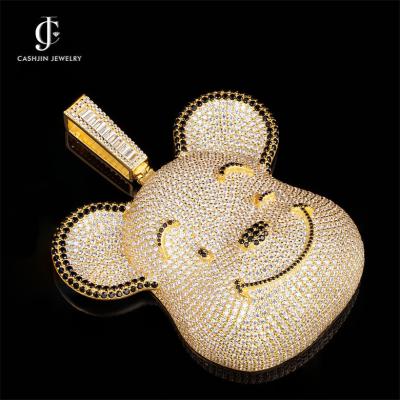 China Cheap Cute Bear Head Price VVS Moissanite Strength Brand Strength Hip Hop Unisex Fine Polishing Pendant for sale