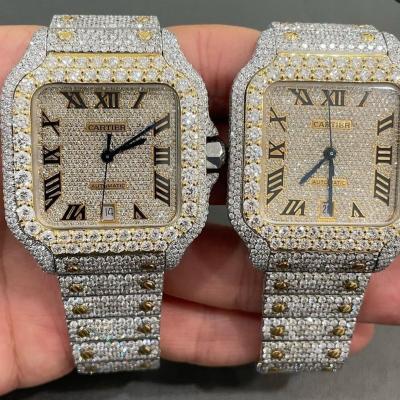 China Mens Stylish Hip Hop Custom Luxury Design Stainless Steel Iced Out Diamonds Moissanite Watch for sale