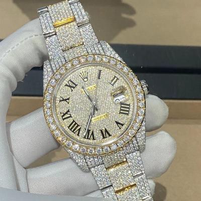 China CASHJIN HIPHOP Men's Watch Hand Setting Iced Out Diamond Stainless Steel Dial Moissanite Watch from vvs for sale