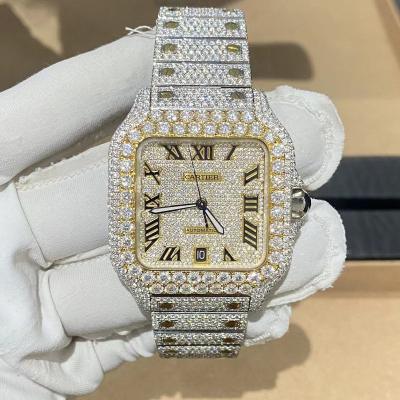 China Hip Hop Day/Date 22k Gold Plated Micro Wrist Mens Stainless Steel CZ Luxury Watch for sale