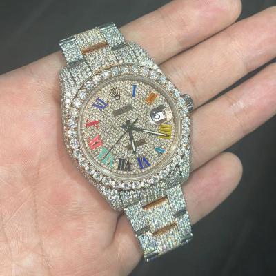 China Hot Selling Stainless Steel Roman Date Watch Bling Rhinestone Crystal Hip Hop Watch From USA Men's Watch for sale