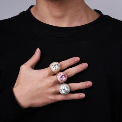 China Micro Hiphop Full Copper Material Paved Iced Out Shiny Bling Charm Ring for sale