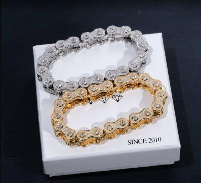 China CLASSIC Hip Hop Jewelry Bracelet 2022 18K Gold Plated VVS Moissanite Diamond 13mm Hip Hop Bracelet for sale