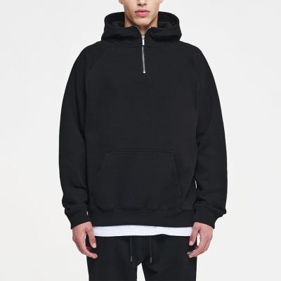 China Anti-Wrinkle New Design Oversized Halfzip Hoodie Black Compact Slaps Halfzip Hoodies for sale