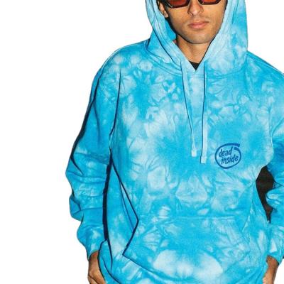 China Custom Heavy Anti-wrinkle 400GSM Logo Raw Edge Printed Tie Dye Hoodies For Men for sale