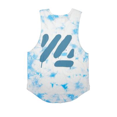 China Hot Selling Tank Tops Mens Streetwear Wash Tie Dye Anti-pilling Cut Out Tank Tops Cotton for sale