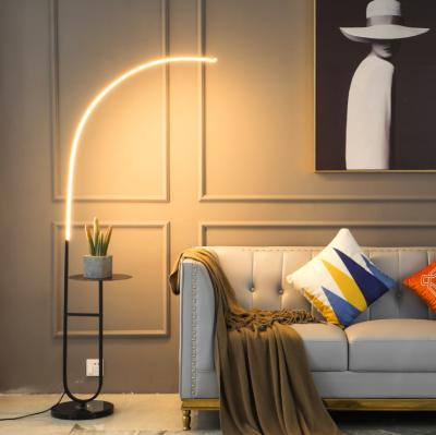 China Nordic modern coffee table floor lamp led living room dimming modern minimalist line remote control standing floor lamp marble for sale