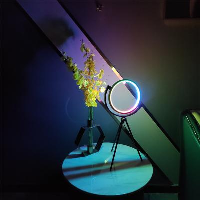 China Amazon Hot Selling Modern Modern Halo Floor Lamp Decorative Circle Led Tripod Round New RGB Floor Lamp for sale