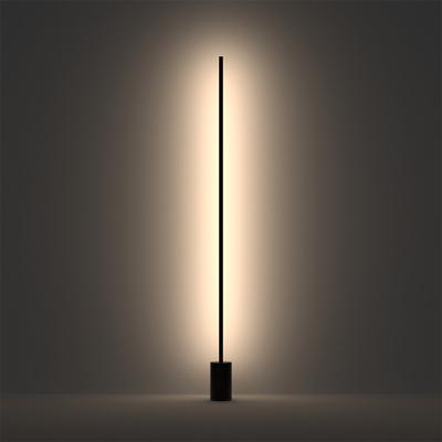 China Simple Modern Floor Lamp Stand Led Light Minimalist Warm Line Stick Corner Bedroom Black Aluminum Floor Lamp for sale