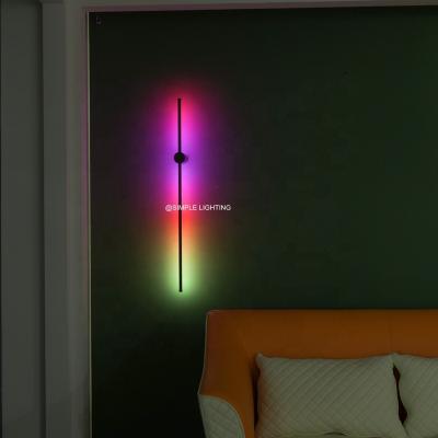 China Home Decorative Light Modern LED Wall Lamp RGB Color APP Control Google Smart Minimal Led Wall Lamp Modern Line Alexa Magic Light for sale