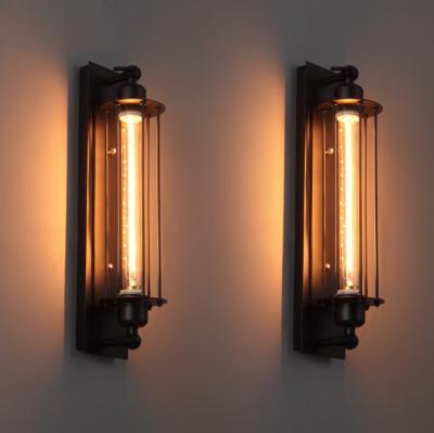 China Modern American Vintage E27 Edison Industrial Indoor Home Wall Black Metal Designer Vintage Attic Wall Lamps Decorative Light for sale