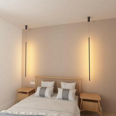 China Nodic Zhongshan Modern Manufacturer Simple Pendant Light Fixture Led Vertical Bar Cafe Black Aluminum Warm Chandelier Pendant Lamp for sale