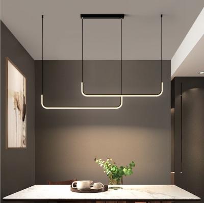 China Wholesale Modern Minimalist Creative Led Line Zhongshan Pendant Light Dining Room Nordic Modern U Shape Restaurant Lamp Bar Chandelier for sale