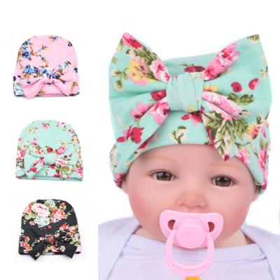 China Eco-Friendly Hot Selling Children's Big Bow Knit Hat Infant Baby Fetal Hat Newborn Hat BG136 for sale