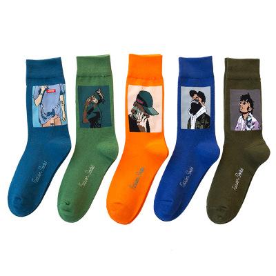 China JV481 Novelty Style Men's Tube Socks Fashion Korean Colorful Unique Jacquard Jacquard Funny Socks QUICK DRY Socks for sale