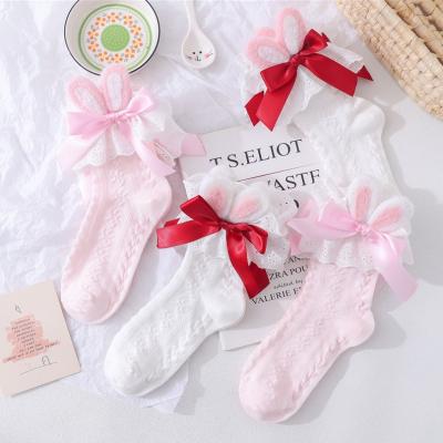 China Japanese cute new fashion lace tube socks wool felt rabbit ears girl socks lolita cotton socks BG665 for sale