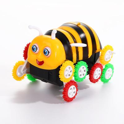 China Eco-Friendly Small Bee Tilting Toy Rolling Car Factory Wholesale Electric Bucket Amusement Toy Stunt Children BG669 for sale