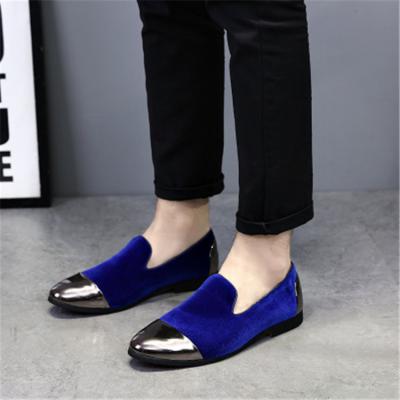 China Luxury Velvet Plus Size Flat Men Stylish Shoes Loafer Shoes Business Man Handmade Leather Toe Shoes JV837 for sale