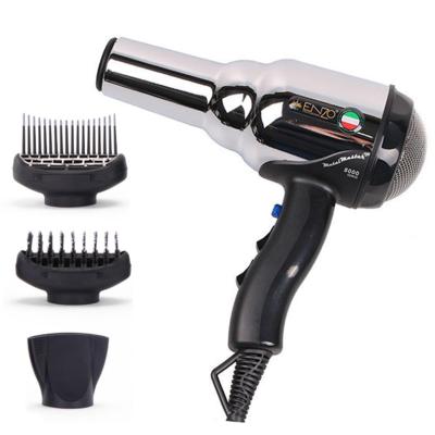 China ENZO Strong Wind Barbershop Stainless Hairdryer Ribbon Travel Motor Power Hotel Metal Ion Steel Hair Dryer with Comb for sale