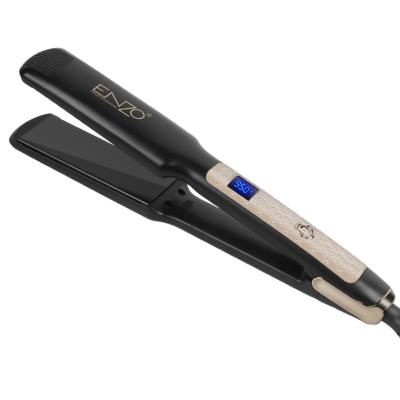 China ENZO Wholesale Custom Private Label Hotel Digital Nano Flat Iron Pro Double Voltage Titanium Plated Hair Straightener With LCD Display for sale