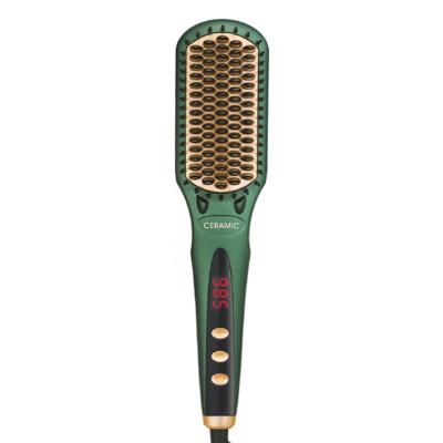 China ENZO 2023 Custom Heating Paddle Fast PTC Logo Unisex Electric Temperature Green Hot Air Salon Multi Hair Straightener Styling Brush for sale