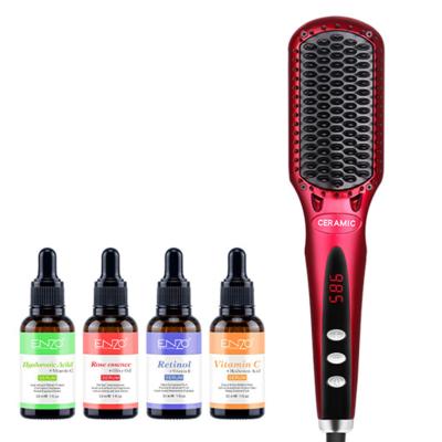 China Portable ENZO Paddle Quick Hair Straightening Brush Comb Wholesale Mini Ceramic Hair Styling Tools Electric Hot Beard Straightener for sale