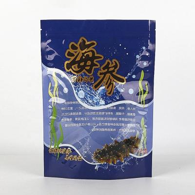 China Security Customized Printing Plastic Smell Proof Clear Window Zipper Mylar Sea Cucumber Food Storage Packaging Bag for sale